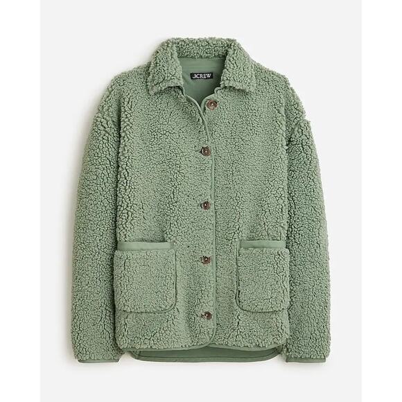J.Crew Sherpa Barn Jacket Green Heritage Coastal Grandpa Core Large - Picture 2 of 6